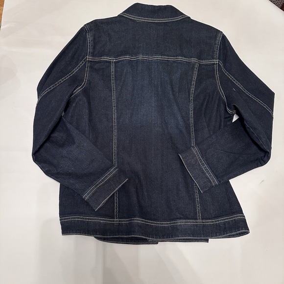 Denim & Co. Denim Stretch Jacket w/embroidered flowers - size L - Picture 6 of 6